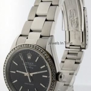 Rolex Air-King Stainless Steel  Diamonds BoxPapers Mens 14000 159183