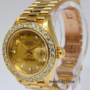 Rolex Datejust President 18k Yellow Gold  Diamond Ladies 69178 445857
