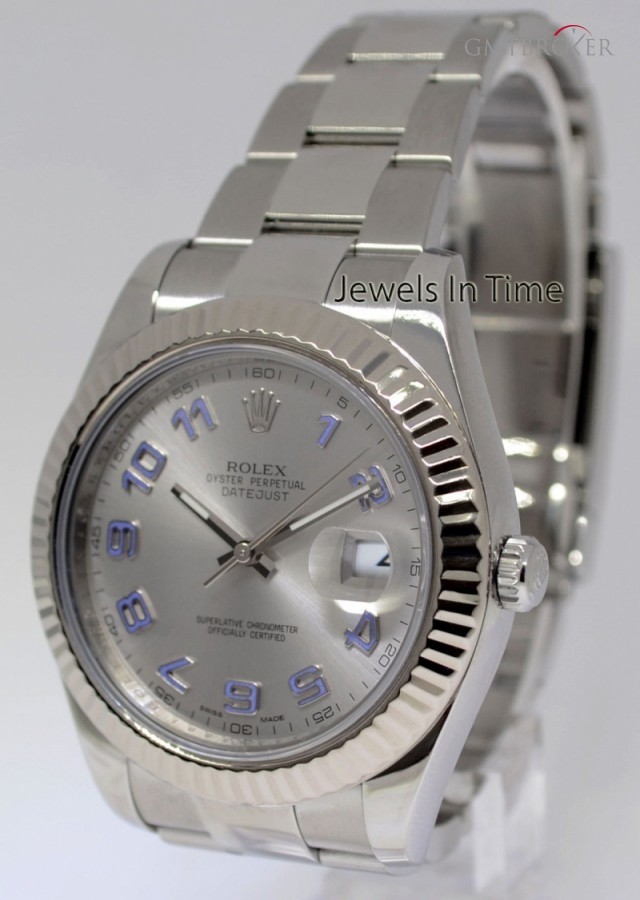 Rolex Datejust II 18K White Gold  Steel Automatic Mens W 116334 163277