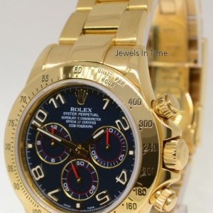 Rolex Daytona 18k Yellow Gold Blue Dial Watch BoxPapers 116528 161767