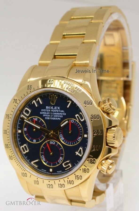 Rolex Daytona 18k Yellow Gold Blue Dial Watch BoxPapers 116528 161767