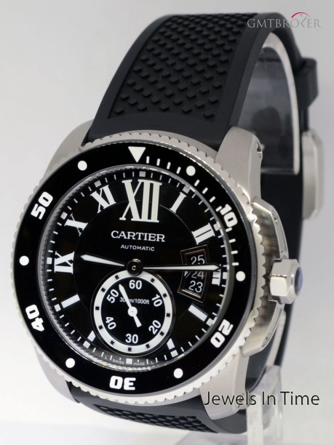 Cartier Mens Calibre Divers Watch Automatic Steel BoxPaper 3729W7100056 390179