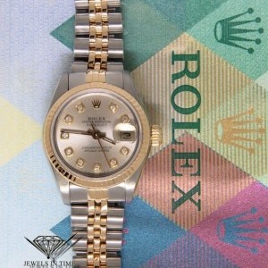 Rolex Datejust 18k Yellow Gold Stainless Steel Silver Di 69173 453879