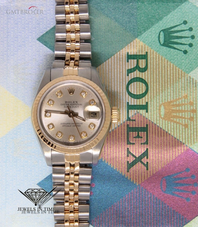 Rolex Datejust 18k Yellow Gold Stainless Steel Silver Di 69173 453879