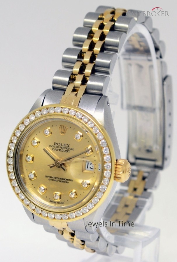 Rolex Ladies Datejust 14k Gold Steel Diamond Dial  Bezel 6917 162267