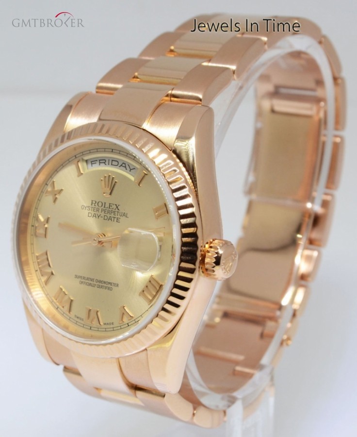 Rolex Day-Date 18k Pink Gold Rose Dial Mens Watch  Box 1 118235 339251
