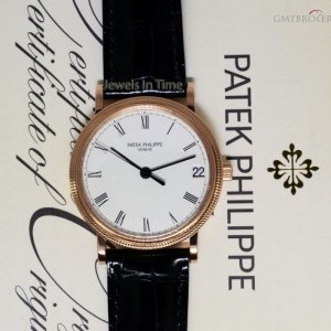 Patek Philippe Mens Calatrava 18k Rose Gold Automatic Watch BoxPa 3802/200R-010 436549