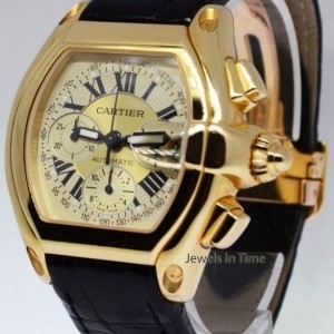 Cartier Roadster Chronograph 18k Yellow Gold Mens Automati 2619 161385