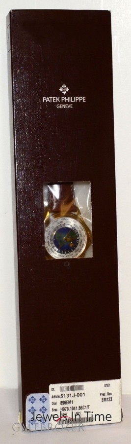 Patek Philippe World Time 18k Gold  Cloisonne New Mens Watch BoxP 5131J-001 160901
