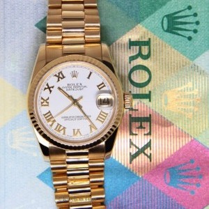 Rolex Datejust President 18k Yellow Gold White Dial Mids 68278 432765