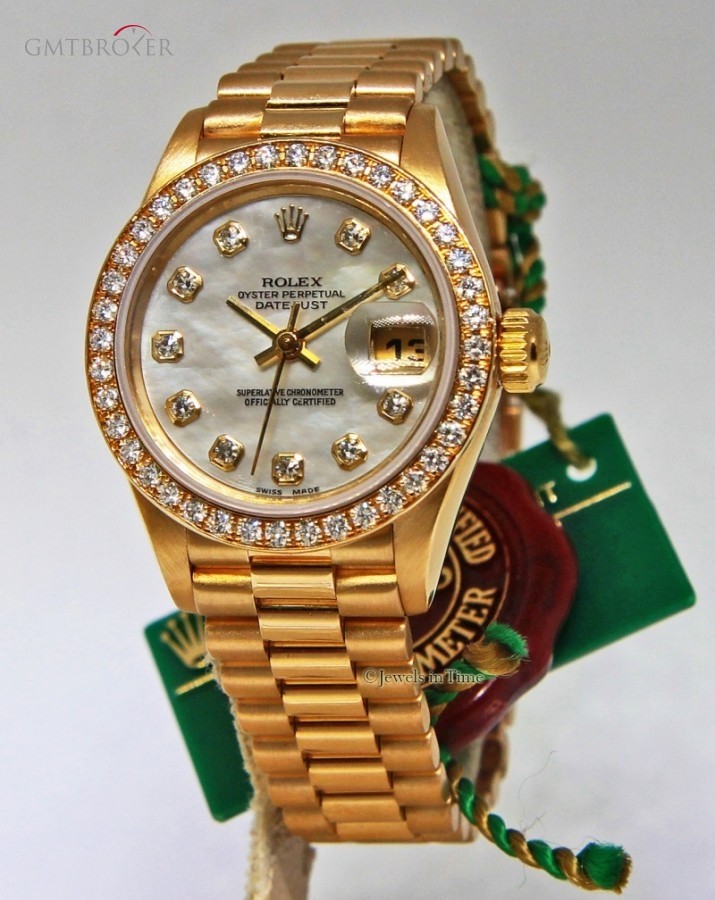 Rolex Datejust 18k Yellow Gold Factory Diamond MOP Ladie 69138 161621