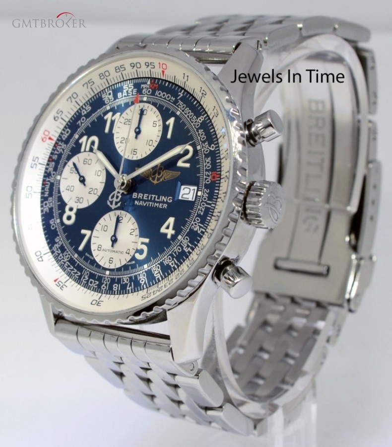 Breitling Old Navitimer Steel Automatic Chronograph Blue Dia A13322 352255