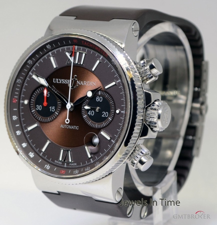 Ulysse Nardin Maxi Marine Chronograph Steel Mens Dive Watch BoxP 353-66 383205