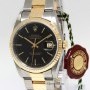 Rolex Datejust 18k Yellow Gold Stainless Steel Black Dia