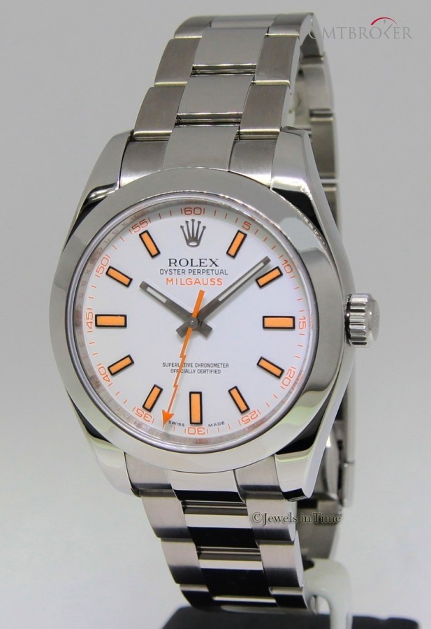 Rolex Milgauss Stainless Steel White Dial Automatic Mens 116400 162471