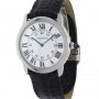 Cartier Mens Ronde Solo Stainless Steel Black Leather Quar
