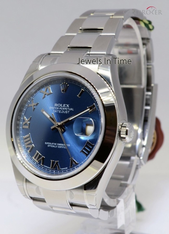 Rolex Datejust II Steel Mens Automatic Watch Blue Roman 116300 386195