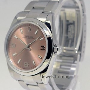 Rolex Ladies Oyster Perpetual Steel Pink Arabic Dial Box 77080 394705