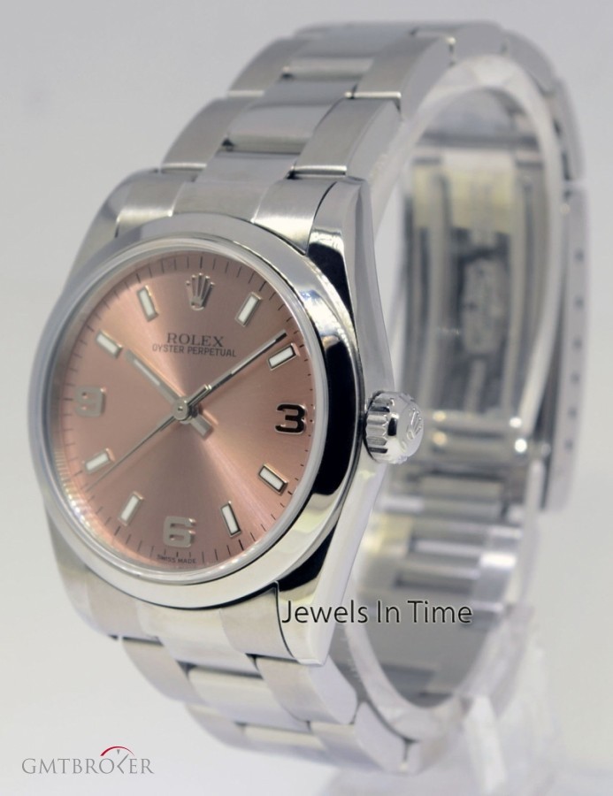 Rolex Ladies Oyster Perpetual Steel Pink Arabic Dial Box 77080 394705