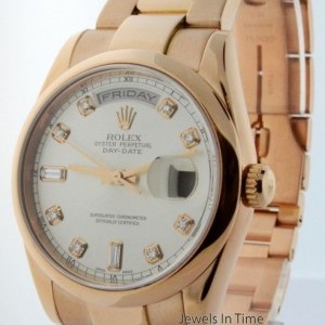 Rolex Day Date Mens 18k Rose Gold Diamond Dial Automatic 118205 358829