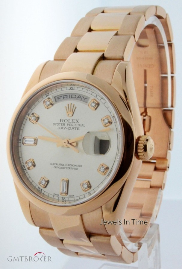 Rolex Day Date Mens 18k Rose Gold Diamond Dial Automatic 118205 358829