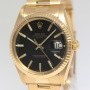 Rolex Date 18k Yellow Gold Black Dial Mens Watch 15038