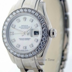 Rolex Ladies Pearlmaster Watch 18k Gold and Diamonds Box 80299 156273