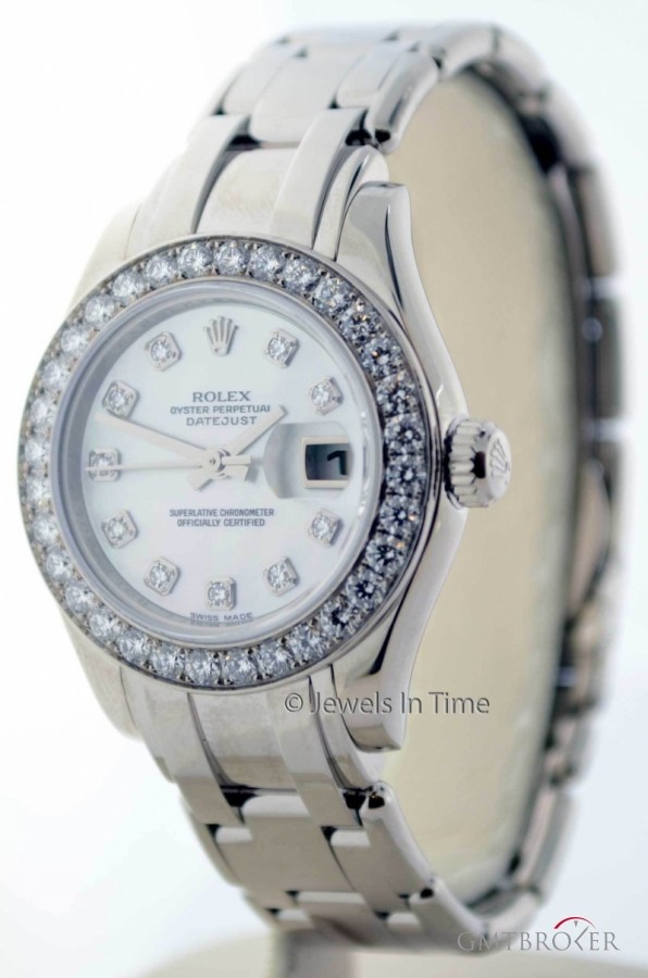 Rolex Ladies Pearlmaster Watch 18k Gold and Diamonds Box 80299 156273