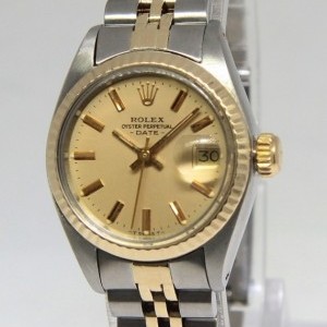 Rolex Date 14k Yellow Gold Steel Champagne Dial Ladies W 6917 457893