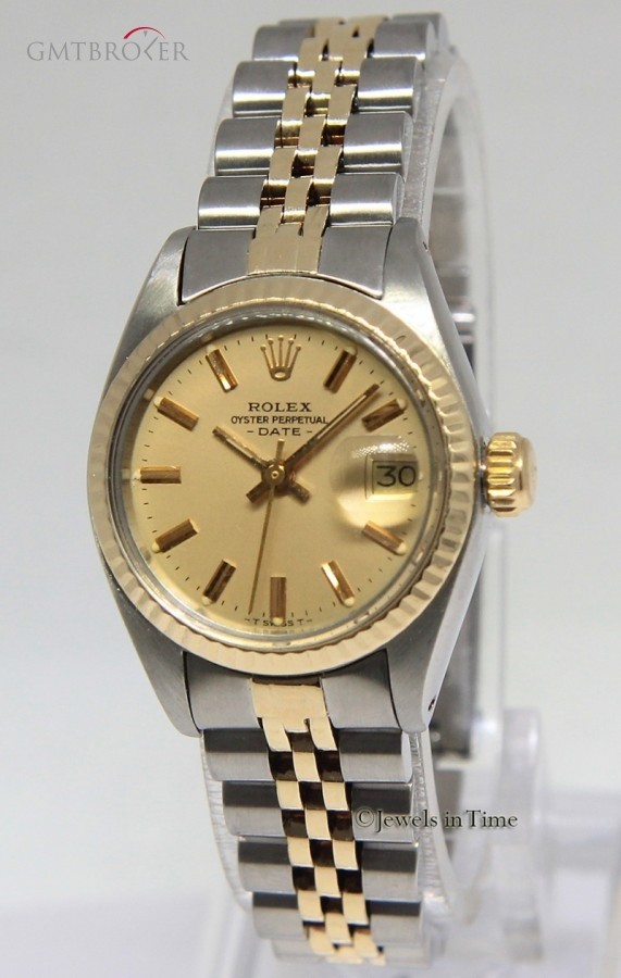 Rolex Date 14k Yellow Gold Steel Champagne Dial Ladies W 6917 457893