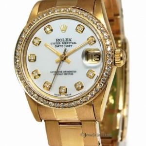 Rolex Datejust 18k Yellow Gold Diamond MOP Automatic Mid 68278 160611