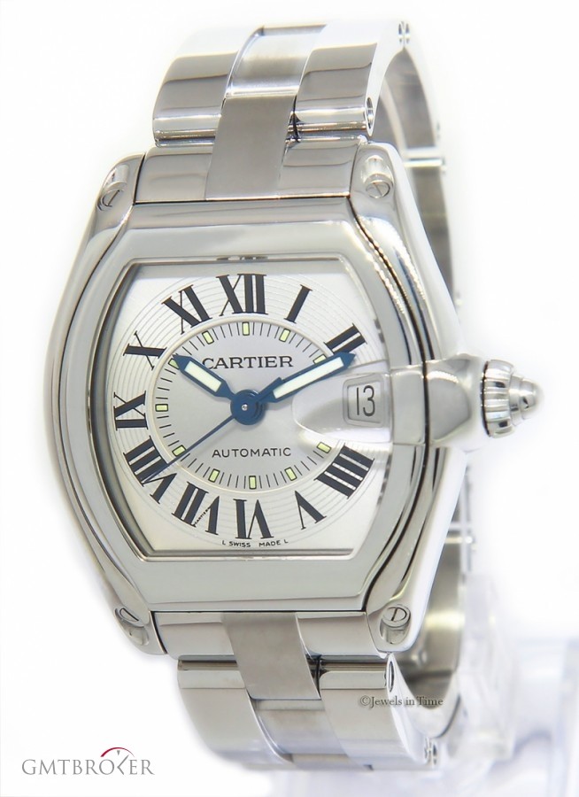 Cartier Mens Roadster Stainless Steel Silver Dial Automati 2510 158353