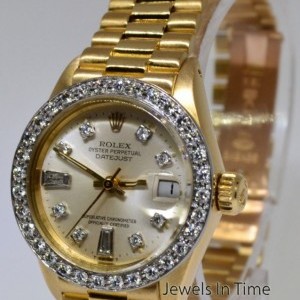 Rolex Datejust President 18k Gold  Factory Diamonds Auto 6917 487783