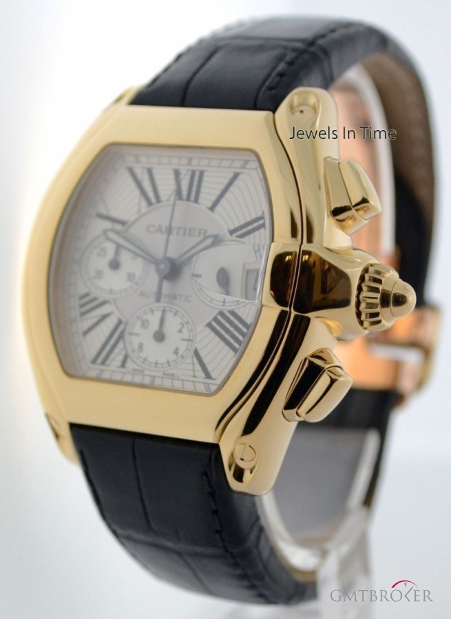 Cartier Roadster Chronograph XL 18k Gold Mens Automatic Bo W62021Y3 157983