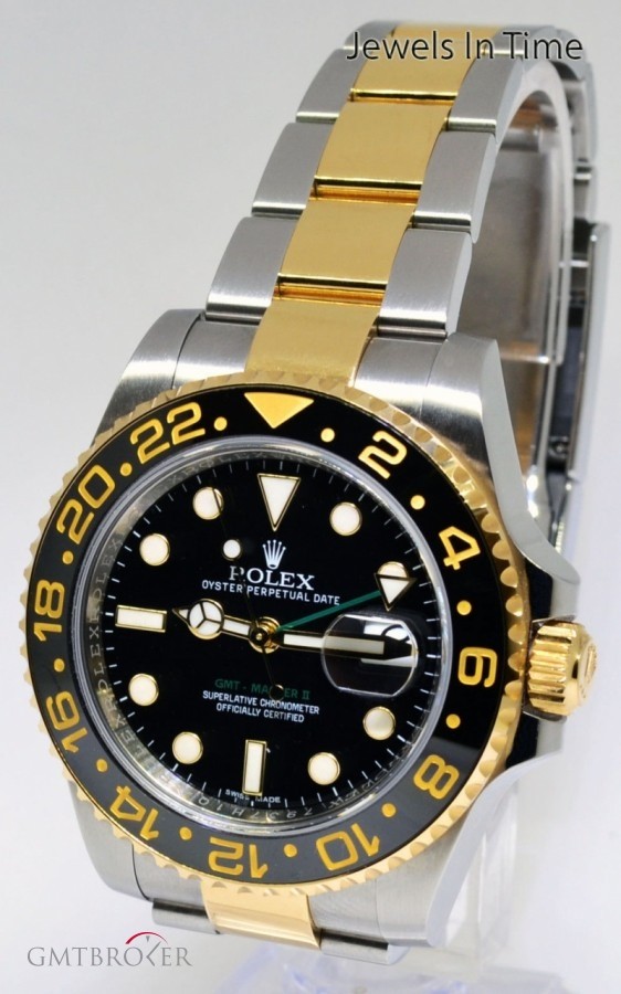 Rolex GMT-Master II 18k Gold Steel  Ceramic Mens Watch B 116713LN 484599