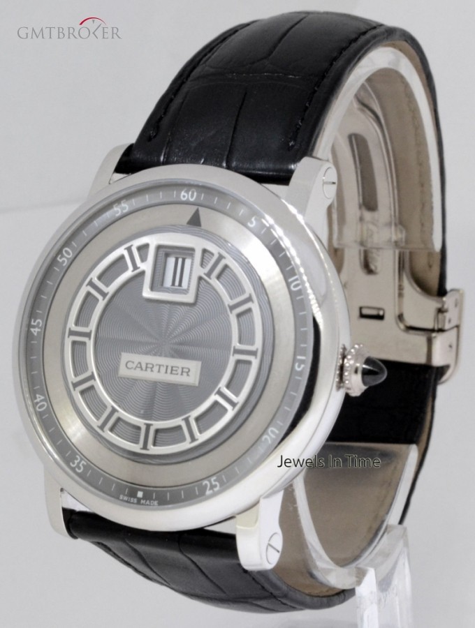 Cartier Rotonde De  Jumping Hours Watch 18k White Gold 42m W1553851 160093