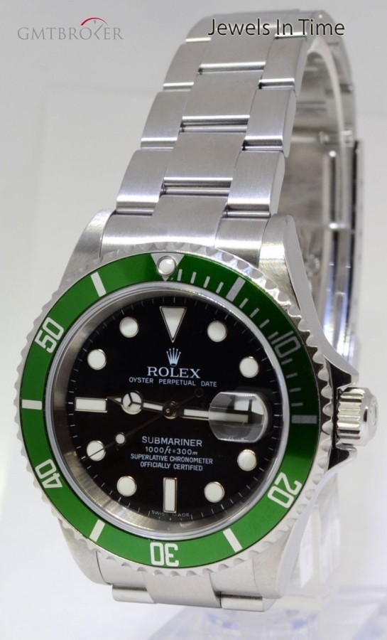 Rolex Green Submariner 40mm Steel Mens Automatic Watch B 16610 162205
