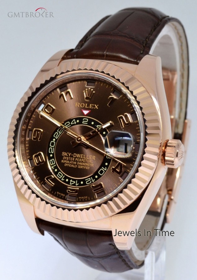 Rolex 2015 Sky-Dweller 18k Rose Gold Chocolate Dial Watc 326135 480571