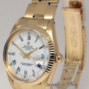 Rolex Oyster Perpetual Date 18k Yellow Gold Mens Vintage 15038 388085