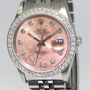 Rolex Datejust Stainless Steel Pink Flower Diamond DialB 16220 388483