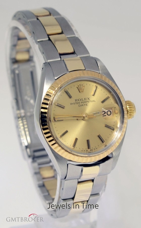 Rolex Ladies Date 14k Yellow Gold  Steel Watch Oyster Br 6916 405123