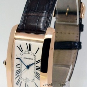 Cartier RARE LEFT HANDED American Tank 18k Rose Gold Watch W2608756 160207