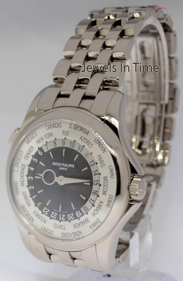 Patek Philippe World Time 18k White Gold Watch BoxPapers NEW 5130 5130/1G-010 370369