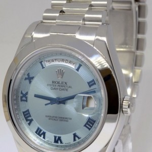 Rolex Datejust II Platinum Glacier Blue Dial Mens Watch 218206 199979