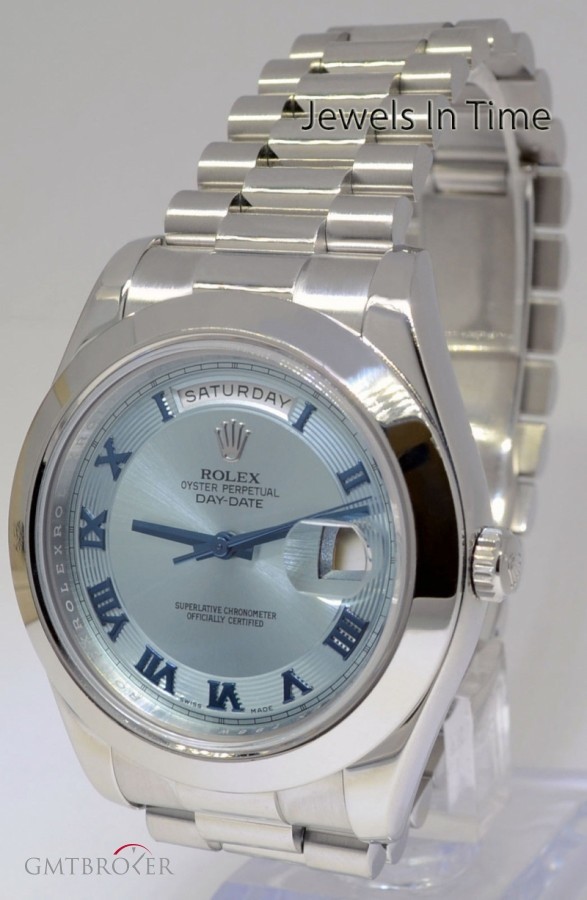 Rolex Datejust II Platinum Glacier Blue Dial Mens Watch 218206 199979