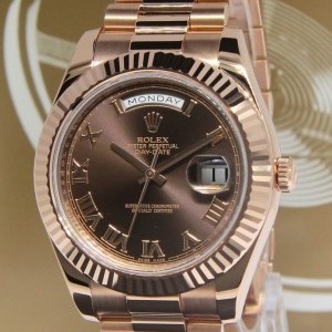 Rolex Day-Date II 18k Rose Gold President Chocolate Dial 218235 447497