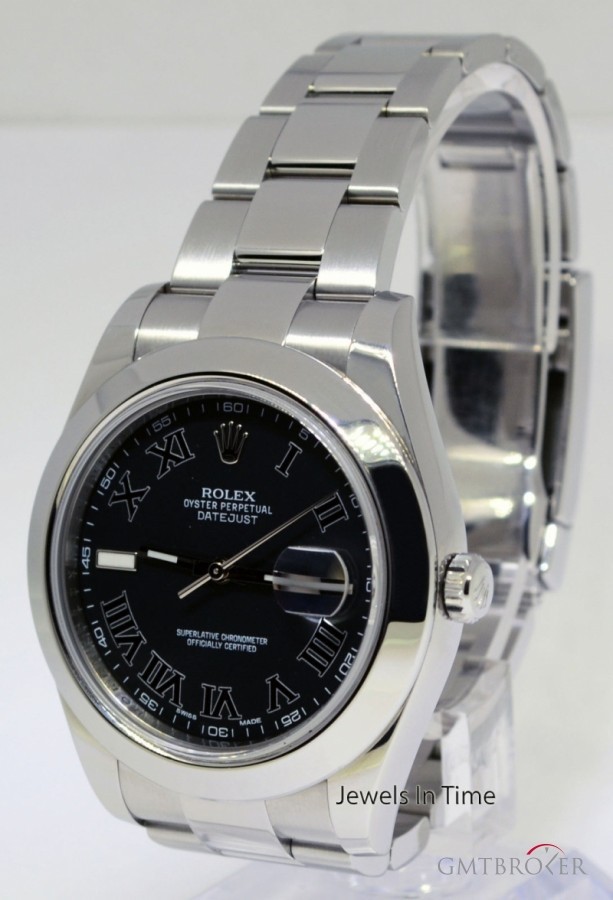 Rolex Datejust II Steel Mens Automatic Watch Black Roman 116300 360113