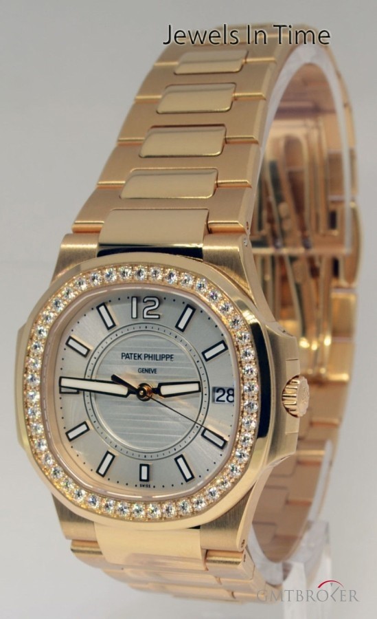 Patek Philippe Nautilus 18k Rose Gold  Diamonds Watch NEW BoxPape 7010/1R-001 405403