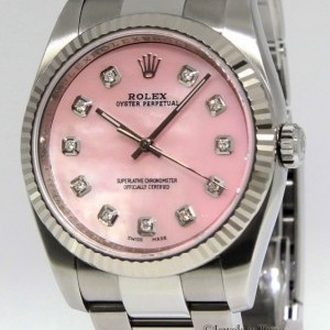 Rolex Datejust Steel MOP Pink Diamond Dial 18k White Gol 116034 269385