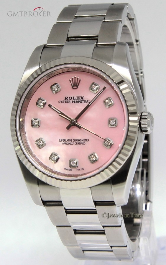 Rolex Datejust Steel MOP Pink Diamond Dial 18k White Gol 116034 269385
